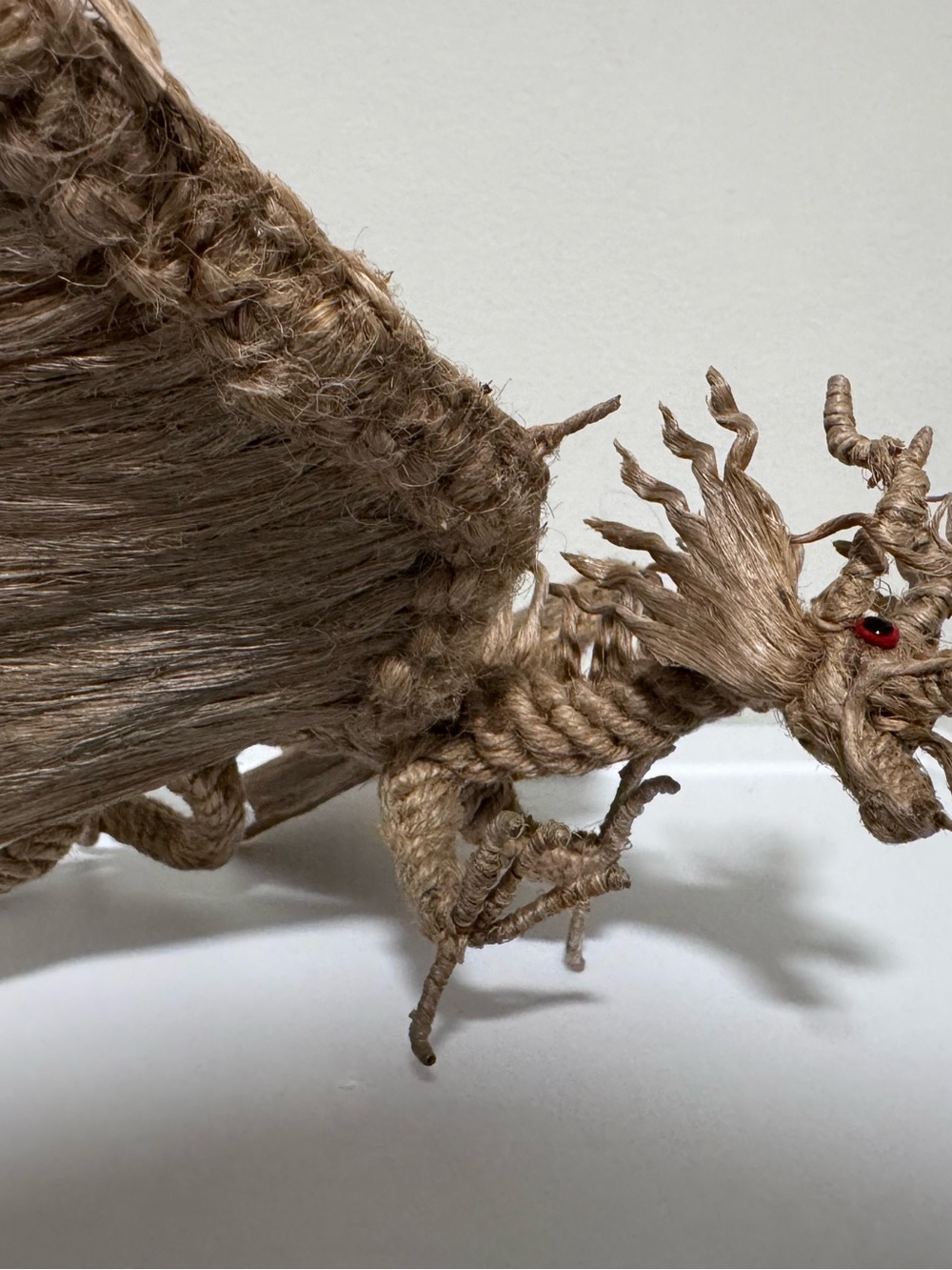 Mcm Retro Macrame Rope Dragon Vintage Red Eyes Mid Century 1970s Art statue VNT